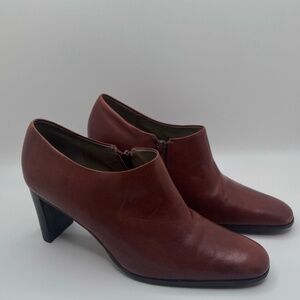 Nicole Women”s Elegant Brown Leather Heeled Ankle Boots Size 8M